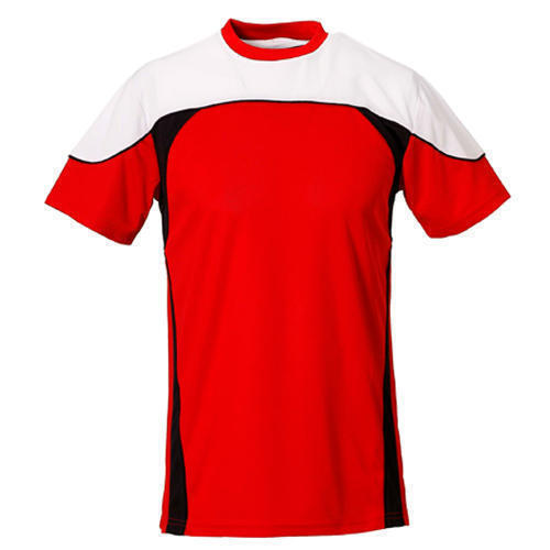 T Shirts  Plain Red Black And White Round Neck Half Sleeve Breathable Skin Friendly Wrinkle Free Sports Polyester T-Shirt For Men