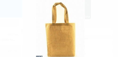 Printed Brown Rectangle Capacity 5 Kg Hand Handle Length 10X6 Inch Zipper Closure Jute Carry Bag