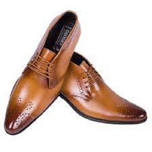 Men Light Weight Comfortable And Breathable Formal Leather Brown Shoes Heel Size: Low