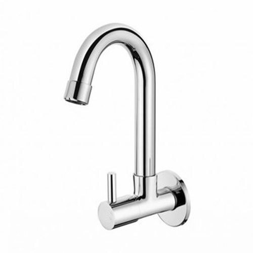 Bath Hardware Sets Silver Chrome Finished Swan Neck Wall Mounted Swan Neck Brass Sink Cock 