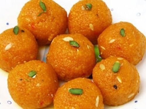 Soft Round Shape Sweet And Delicious Tasty Melt In The Mouth Orange Motichoor Laddu