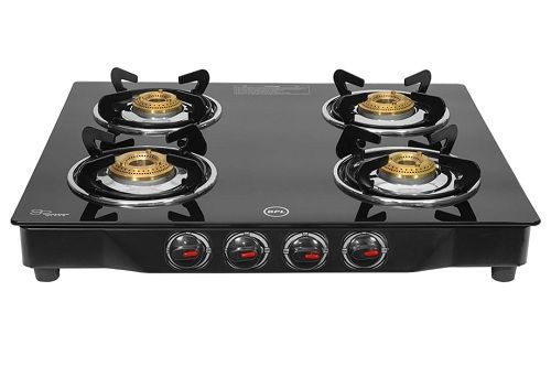 Strong Heavy Duty And Long Durable Manual Glass Four Burner Lpg Gas Stove  Dimension(L*W*H): 15 Inch (In)