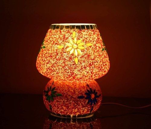 Chenille Beautiful Designed Shining Hand Decorative Colorful Printed Glass Table Lamp