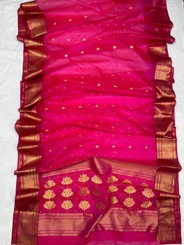 Mild Steel Beautiful Traditional Gorgeous Dark Pink Color Soft Texture Functional Saree