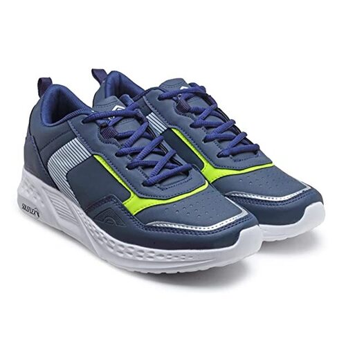 Navy Blue Breathable Lightweight Running Shoes - Rubber Insole, Moisture-Wicking Lining, Padded Ankle Collar for Ultimate Comfort
