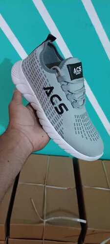 Comfortable And Stylish Lightweight Grey Acs Running Shoes For Mens - Knitted Fabric & Rubber Insole, All Sizes Available, Grey Color | Lace-Up Closure, Air Mesh Lining, Durable Design
