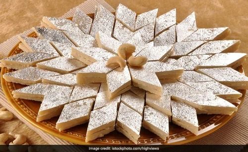 Diamond Shaped Delicious Sweet And Tasty Dessert Kaju Katli Mouth Watering