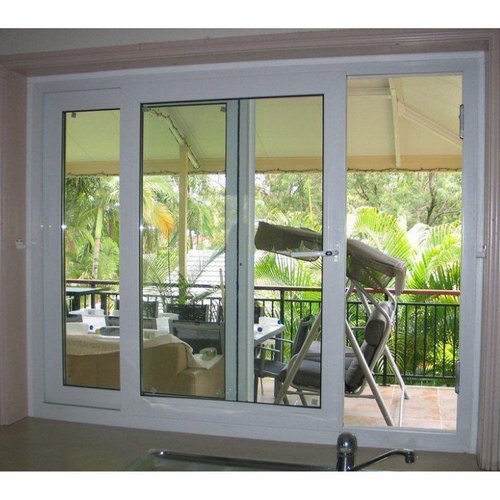 फाइन फिनिश स्लाइडिंग टफेंड ग्लास UPVC फ्रेंच यूज्ड इंटीरियर ग्लास डोर एप्लीकेशन: होम