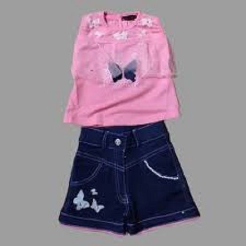 Kids Elegant Look Comfortable Lightweight And Stylish Pink Blue Pant Top