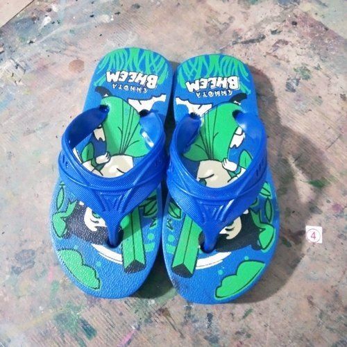 Rubber Kids Light Weight Long Lasting Comfortable Casual Wear Blue Printed Hawai Chappal