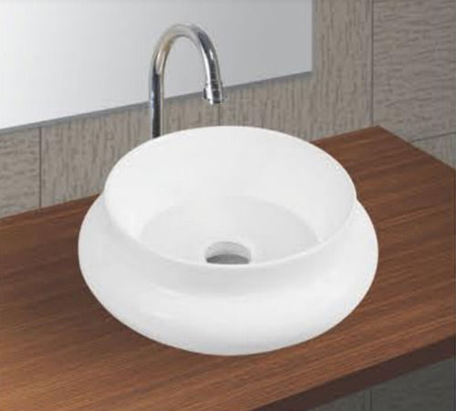 One Piece White Ceramic Round Shape Modern Design Table Top Wash Basin Size 16X16 Inch