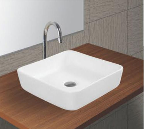 Bathroom Accessories White Ceramic Square Shape Classic Design Table Top Wash Basin Size 15X15 Inch