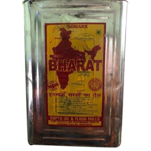 Brown 100% Fresh And Pure New Bharat Mustard Oil Tin With 15 Kg For Cooking