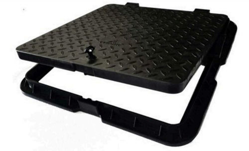 Waterproof Black Square Shape Corrosion Resistant Construction Pvc Manhole Cover With 300X300Mm Size