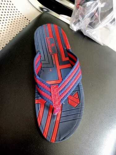 Rubber Comfortable And Light Weight Blue And Red Casual Wear Slipper For Mens