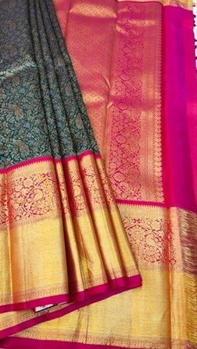 Traditional Dark Green And Pinktraditional Wear Bridal Silk Sarees For Ladies