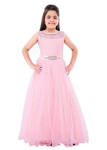  बच्चों के लिए आरामदायक और सांस लेने योग्य गुलाबी नई डिज़ाइनर गाउन ड्रेस