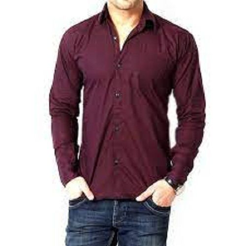 Men Comfortable And Breatahble Full Sleeves Red Cotton Casual Shirt  Age Group: Customize