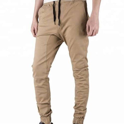 Washable Men Light Weight Comfortable And Breathable Full Length Plain Cream Jogger Pant