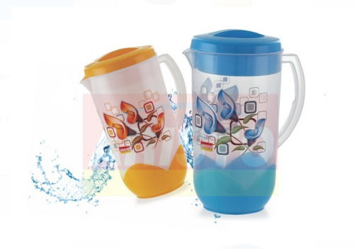 Plastic Material Yellow And Blue Floral Printed Water Jug With 2.5 Liter Capacity  Weight: 100 Grams (G)