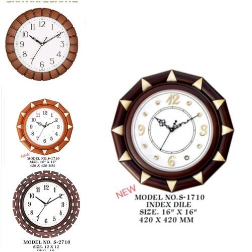 Decorative Wooden Round Analog Wall Clock with 16"x16" Index Dile Size