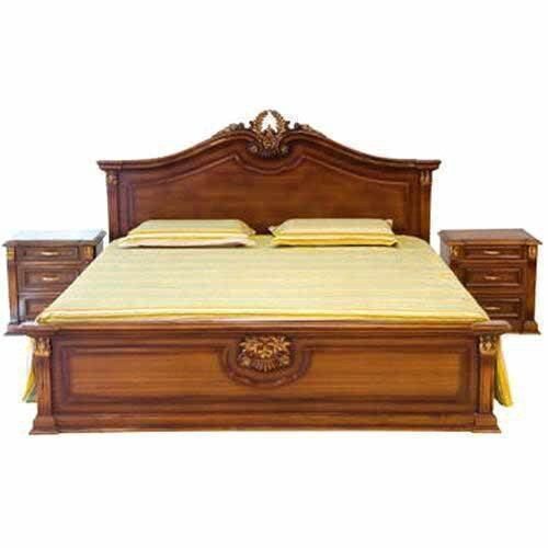 Fine Finish Durable And Termite Resistance Modern Brown Wooden Bed