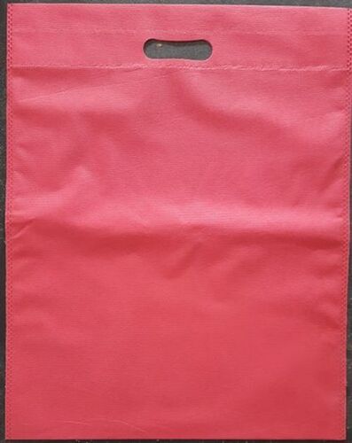 Red D Cut Plain Non Woven Shopping Bags With Handle And 10x14 Inch Size