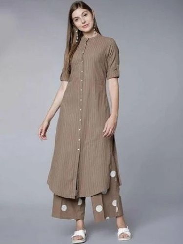 Washable Comfortable Cotton Ladies Kurti And Palazzo Set For Casual Wear