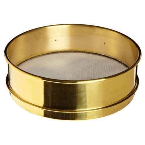 Metal 350 Gm Weight Golden Coated Polished Matte Finish Brass Frame Sieve For Kitchen