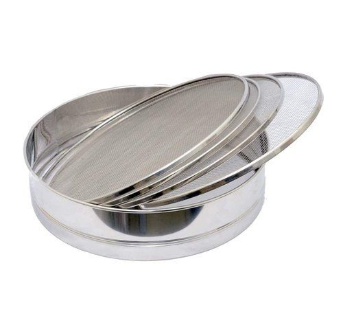 Metal Round Diameter 20 Cm Silver Polished Finish Stainless Steel Sieve For Kitchen