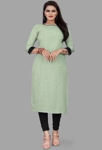 Light Green Comfortable And Washable Ladies Dott Printed Cotton Kurti