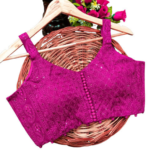 Modern Stylish Georgette Sleeveless Purple Color Pure Cotton Blouse 