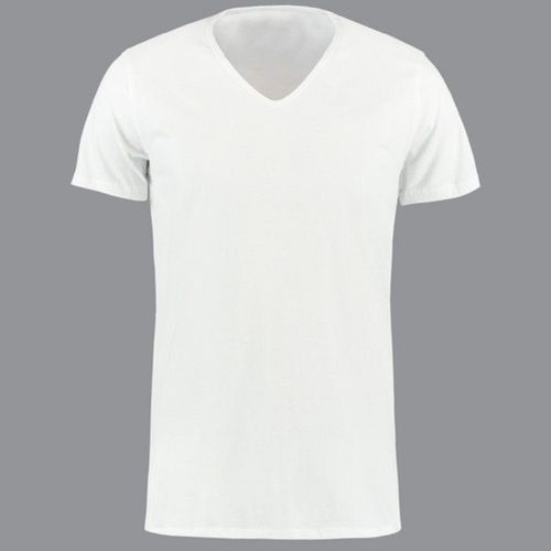 Plain White V-Neck Half Sleeve Breathable Skin Friendly Wrinkle Free Cotton T-Shirt For Men Gender: Male