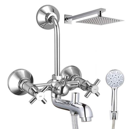 Stainless Steel Wall Mixer With Hand Mixer And Overhead Shower