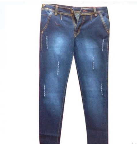 Blue Color Comfortable And Slim Fit Breathable Ripped Denim Men'S Jeans  Length: 30 Inch (In)