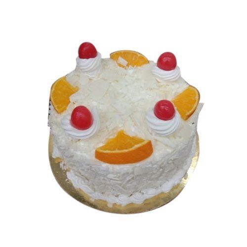 Delicious Spongy Texture Fresh Fruits And Whipped Cream Round Vanilla Cake