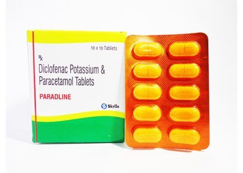 White Diclofenac Potassium And Paracetamol Tablets