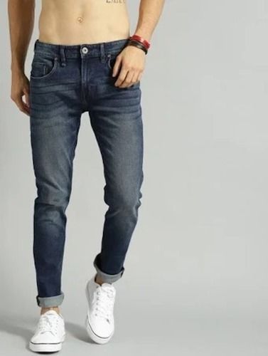 Fit Type Slim Pattern Style Plain Dyed Waist Size 32 Denim Jeans For Men