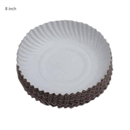 इवेंट और पार्टी सप्लाई के लिए 7 इंच साइज के साथ इको फ्रेंडली प्लेन व्हाइट डिस्पोजेबल पेपर प्लेट