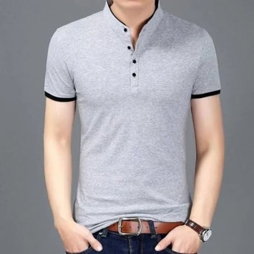 Comfortable And Breathable Short Sleeves V Neck Casual Wear Gray Black T Shirt For Mens Age Group: 18 +