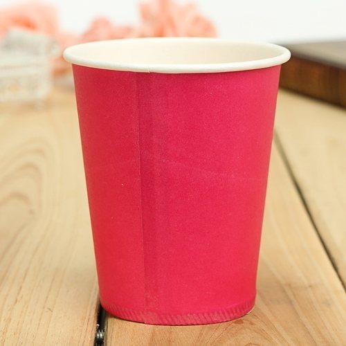 इवेंट और पार्टी सप्लाई के लिए 250 मिलीलीटर क्षमता वाला पर्यावरण के अनुकूल डिस्पोजेबल गुलाबी रंग का पेपर ग्लास