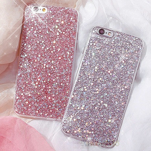 Fashion Bling Light Shining Glitter Silicon Material Mobile Phone Back Cover - Silicone Material, Flip Design, Pink & Silver Color | 2-Month Warranty, Scratch & Shock Protection