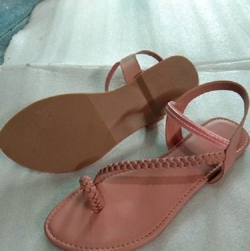 Fancy Women Comfortable And Breathable Light Weight Brown Rubber Flat Sandal