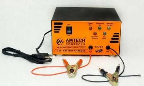 12V Battery Charger, 5 Amp Output Voltage, 12Ah Capacity, Black, Yellow Color Input Voltage: 12 Volt (V)