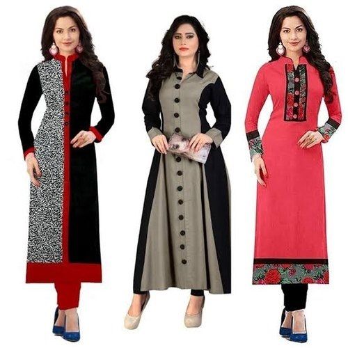 Ladies Full Sleeves Comfortable And Lightweight Elegant Designs Multicolor Kurtis Bust Size: 38  Centimeter (Cm)