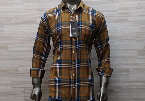Men Comfortable And Breathable Full Sleeves Cotton Checkered Casual Shirt 