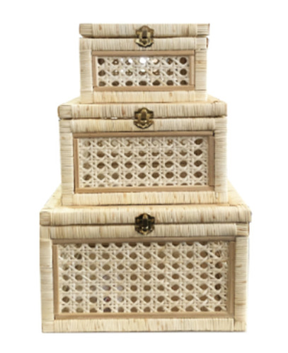 Modern Style, Sturdy Construction and Environment Friendly Set of 3 Square Rattan Box