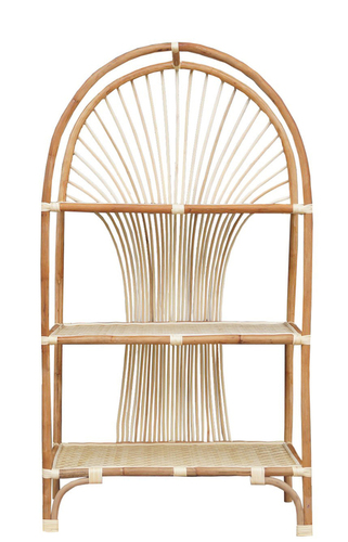 Modern Style, Sturdy Structure and Eco Friendly 3 Shelves Cane Top Rattan Standing Shelf