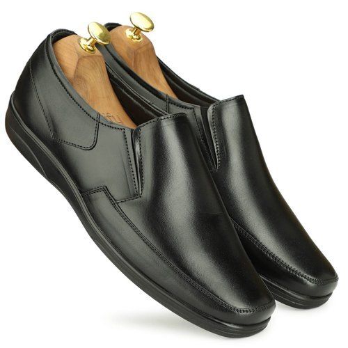 Breathable Black Slip On Lace Closure Insole Pvc Men Non Leather Shoes For Formal Wear