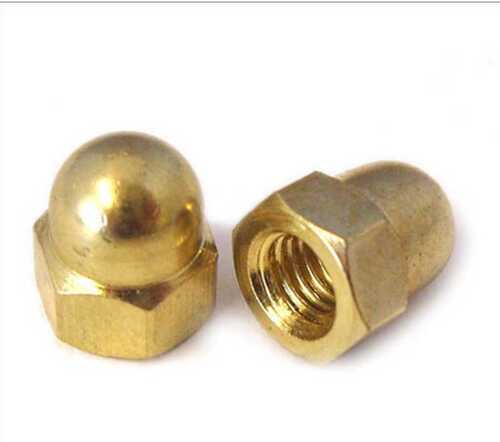 Round Brass Dome Nut With Rust Proof Body, Golden Color, Powder Coated Finish